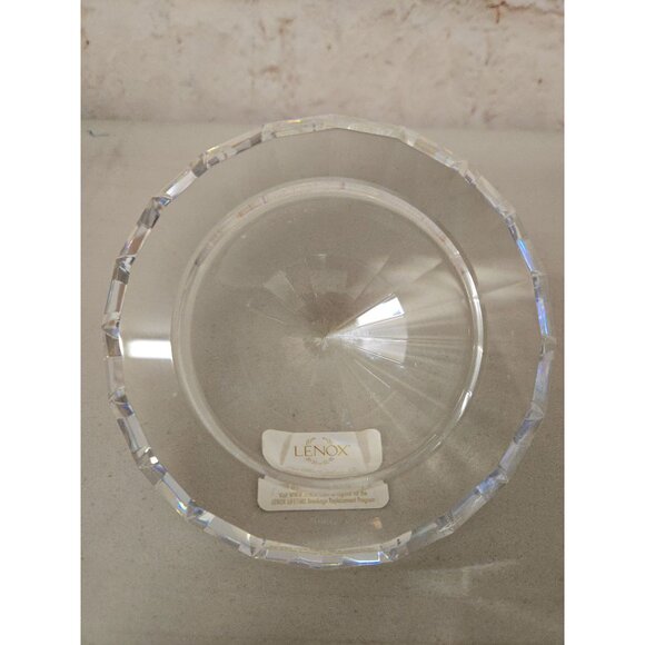 Signed Lenox 5” Cut Glass Diamond Paperweight Clear Prism Decor Heavy Bling - Picture 3 of 4